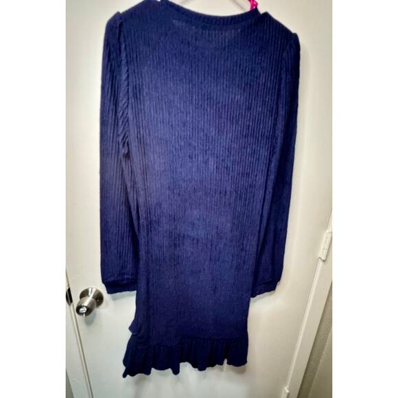 Cupshe Navy Blue long sleeve rayon dress size medium - Picture 2 of 3